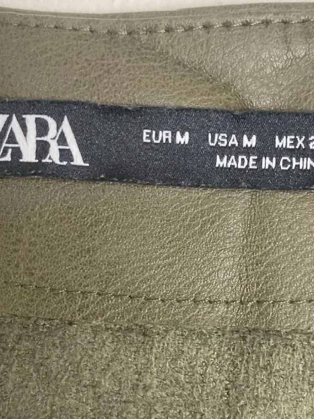 Zara Olive Green Faux Leather Vest Dress Women Size Medium Retro Flounce Button - Picture 6 of 6